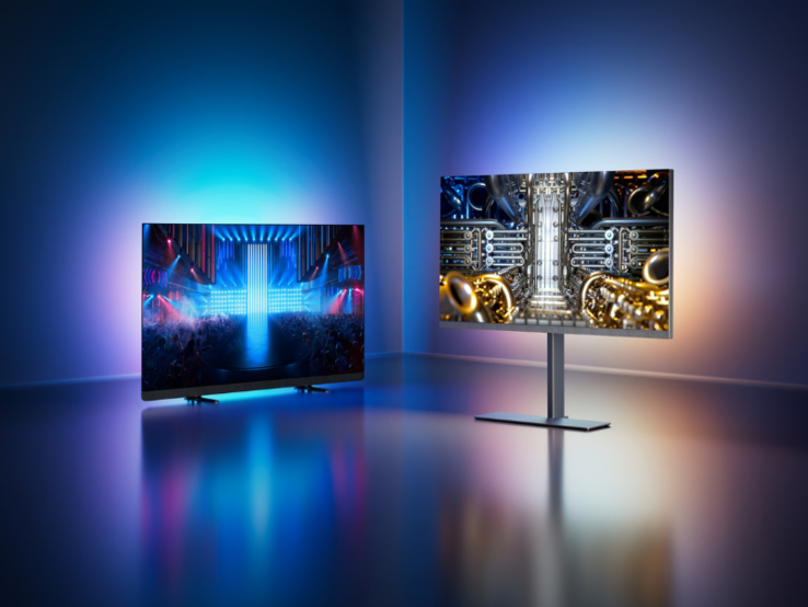 The Philips OLED+909 and OLED+959 Ambilight TVs. (Image source: Philips)