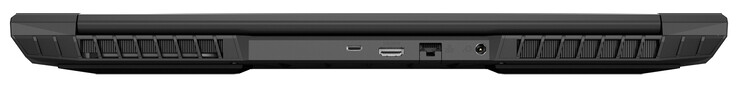 Back: USB 3.2 Gen 2 (Type C; DisplayPort 1.4, G-Sync compatible), HDMI 2.1 (HDCP 2.3), Gigabit Ethernet, power