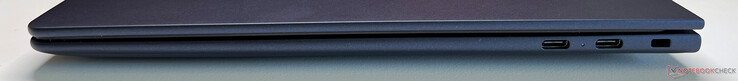 Right: 2x USB-C 4.0 with Thunderbolt 4 (40 Gbit/s, DisplayPort ALT Mode 2.1, Power Delivery 3.0), Kensington Security Slot