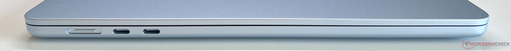 Left: MagSafe, 2x USB-C 4.0 with Thunderbolt 4 (40 Gbit/s, DisplayPort ALT mode 1.4, Power Delivery)
