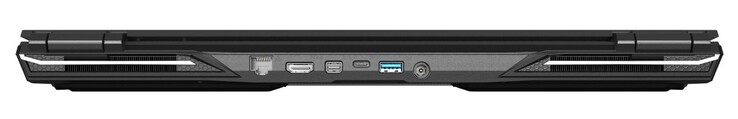 Back: RJ45 LAN, HDMI 2.0, Mini DisplayPort 1.4, USB Type-C 3.1 Gen2 (DisplayPort), USB Type-A 3.0, AC adapter