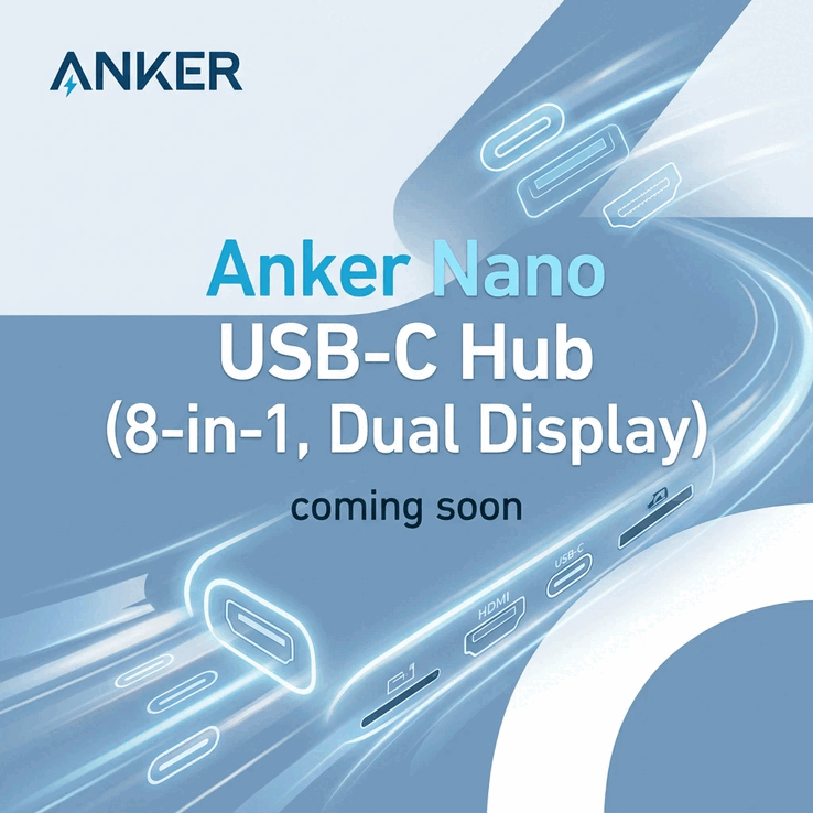 A teaser image for the Anker Nano USB-C Hub (8-in-1, Dual Display)