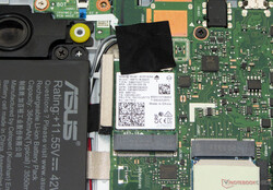 Removable Intel Wi-Fi AX201 card in the Asus VivoBook Flip 14 TP470EZ.