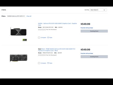 Best Buy RTX 5070 prices (Image source: Screenshot, Best Buy)