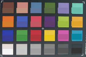 ColorChecker colors photographed. The bottom half of every box represents the original color.