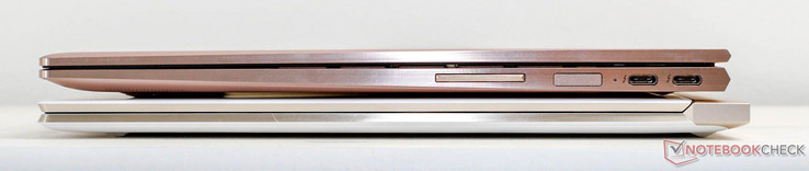 size comparison: Spectre 13 (white) vs Spectre x360 (rose gold)