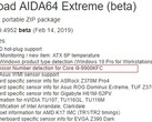 Intel Core i9-9900KFC mentioned in AIDA64 Extreme beta release notes (Source: Wccftech)