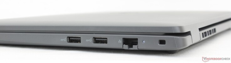 Right: 2x USB-A 3.2 Gen. 1, Gigabit RJ-45, Wedge-shaped lock