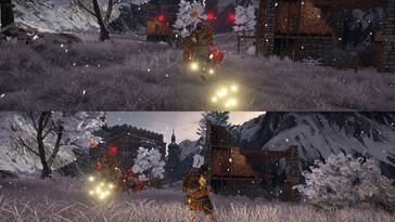 An image showing a split screen in Outward Definitive Edition.