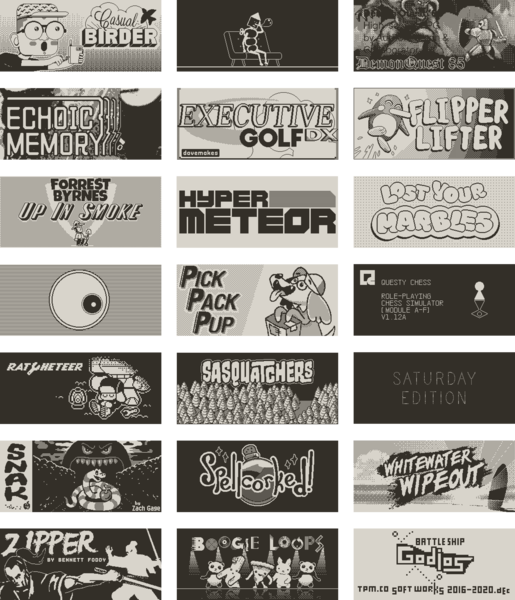 An overview of the games that Panic has announced for the Playdate. (Image source: Panic)