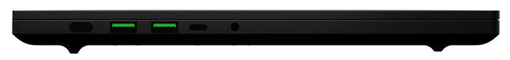 Left side: Power connector, 2x USB 3.2 Gen 2 (USB-A), Thunderbolt 4 (USB-C; Power Delivery, Displayport), combined audio jack