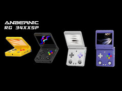 Anbernic will offer the RG34XX SP in four colour options, none of which with translucent finishes. (Image source: Anbernic)