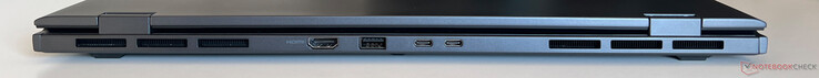 Back: HDMI 2.1, USB-A 3.2 Gen 2 (10 Gbit/s), 2x USB-C 4.0 with Thunderbolt 4 (40 Gbit/s, DisplayPort ALT mode 1.4, Power Delivery 3.0)
