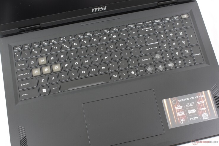 Nearly per-key (26-zone) RGB backlit keyboard is large and easy to type on