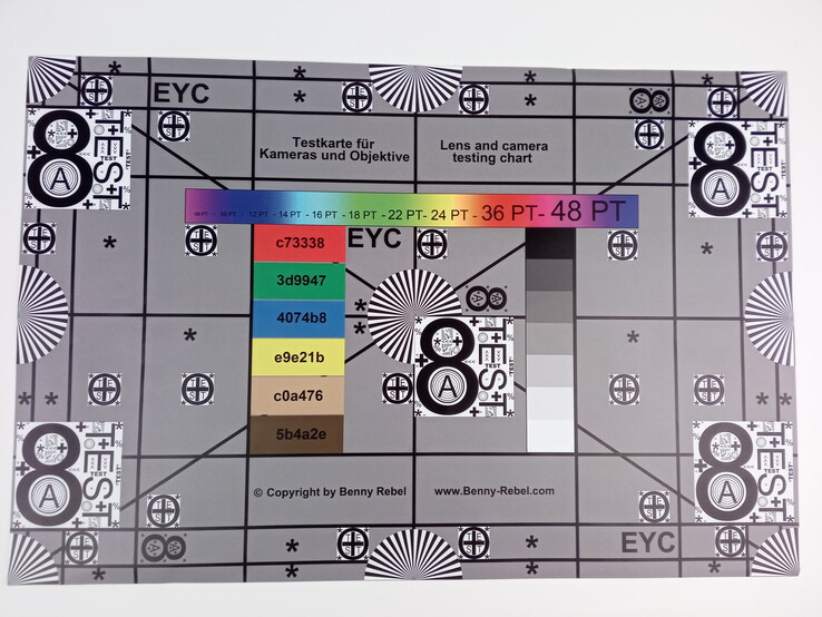 Our test chart photographed with the rear-facing camera