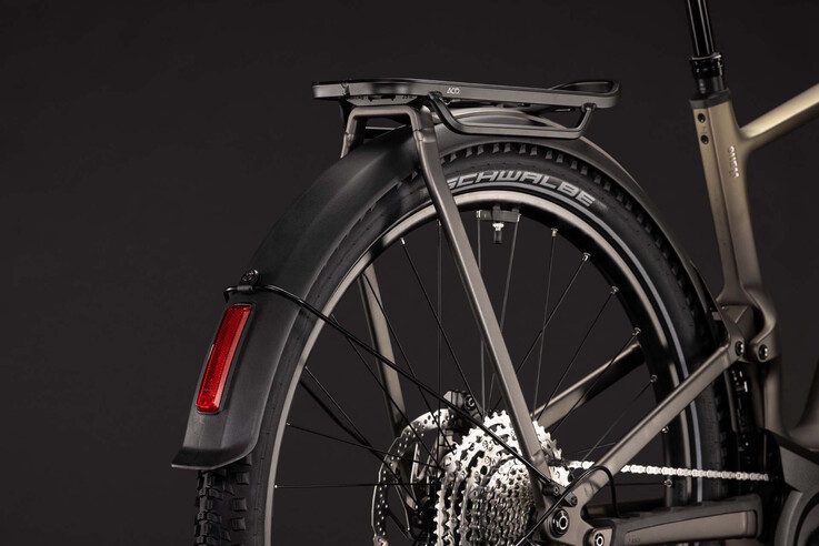 A luggage rack, fenders, and lights are included