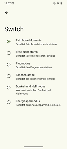 Switch settings