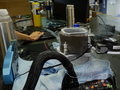 The liquid nitrogen setup is necessary to keep the CPU at -185 degrees Centigrade in order to reach the highest stable clocks possible. (Source: der8auer@youtube)