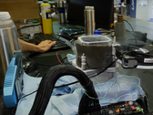 The liquid nitrogen setup is necessary to keep the CPU at -185 degrees Centigrade in order to reach the highest stable clocks possible. (Source: der8auer@youtube)