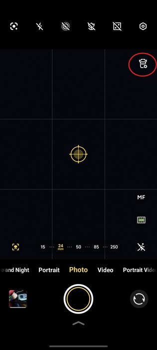 The teleconverter icon in the camera app is a practical shortcut in most modes.