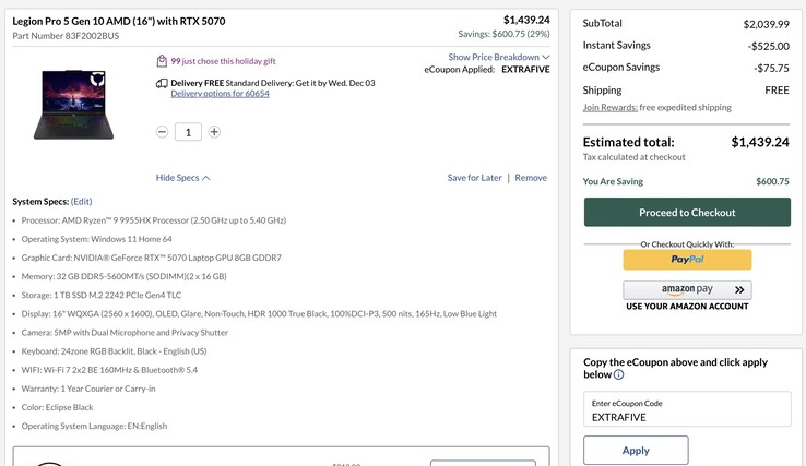 AMD-powered Legion 5 Pro Gen 10 is now $600 off for a limited time. (Image source: Lenovo)