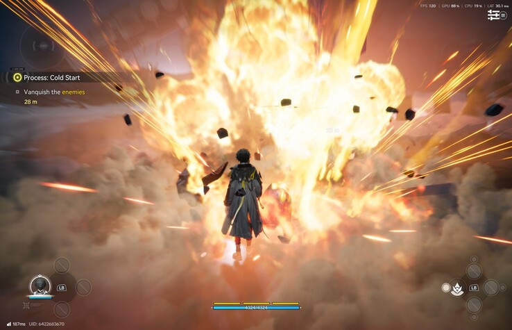 The Endministrator walks into a massive explosion during the Process: Cold Start mission in Arknights: Endfield.