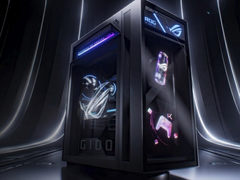 The Asus ROG G1000 desktop - pictured against a stylized dark background. (Image source: Asus)
