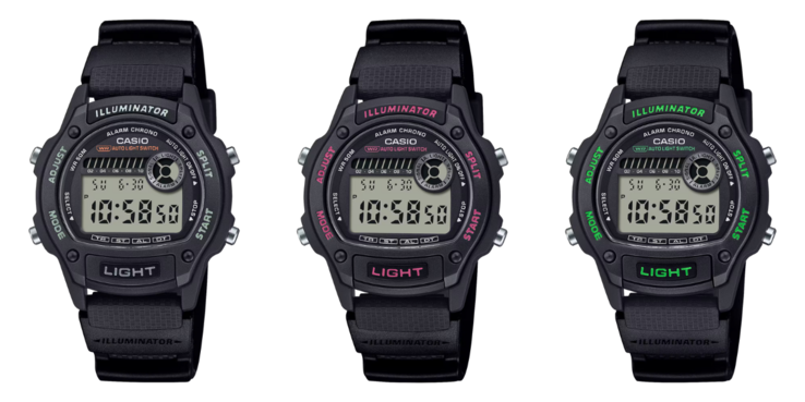 From left to right: the Casio W-220H-1AV, W-220H-1A2V, and W-220H-1A3V. (Image source: Casio)
