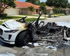 The originally white Jaguar I-Pace was barely recognizable after the fire (Image: Gonzalo Salazar)