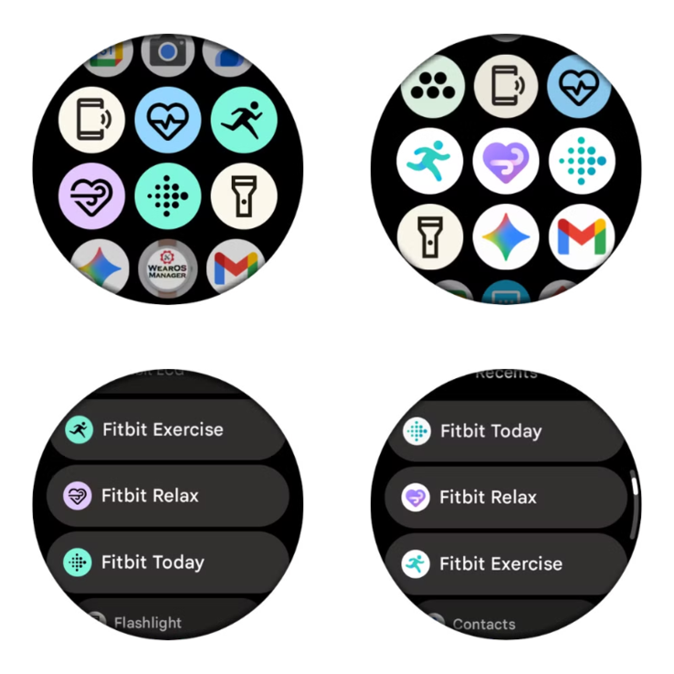 The old (left) and new (right) Fitbit app icons for WearOS. (Image source: Android Police, edited)