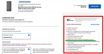 HP Envy desktop with RTX 4060 details