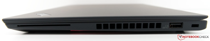 Right side: SmartCard reader, fan exhaust, USB Type-A 3.1 (Gen.1, Always-On), slot for a security lock