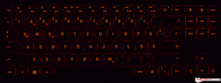 The keyboard in the HP Omen 15 (backlit)