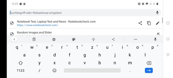 Using the default keyboard in landscape mode