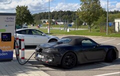 Porsche&#039;s upcoming Boxster EV has a peculiar charging port location that could actually prove quite convenient. (Image source: @Strombock on Twitter - edited)