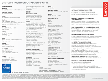 Lenovo ThinkBook 16 G4+ - Specifications. (Image Source: Lenovo)