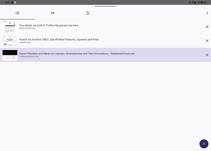 Firefox Android tab switching screen screenshot