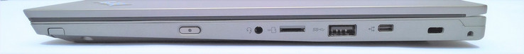 Right side: power button, audio combo, microSD-card slot, 1x USB 3.0 Type-A, miniEthernet, Kensington lock