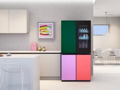 The LG InstaView fridge with MoodUP has LED panels to change the color of the fridge doors. (Image source: LG)