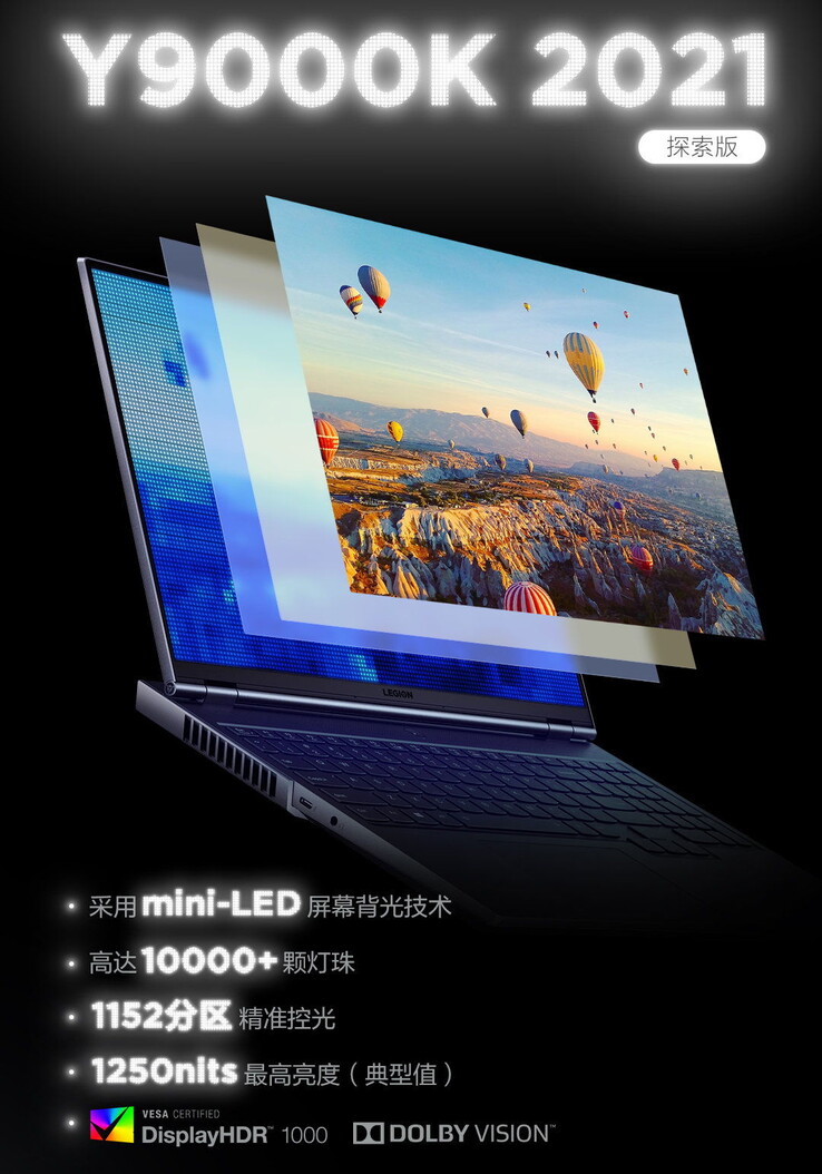 The Lenovo Legion Y9000K Exploration Edition features a DisplayHDR1000-certified mini-LED panel. (Image Source: Lenovo)