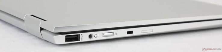 Left: USB 3.1 Type-A, 3.5 mm combo audio, Power button, Nano Security lock slot, Nano-SIM slot (optional)