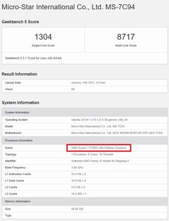 Ryzen 7 5700G. (Image source: Geekbench)