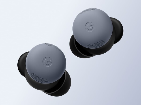 The Pixel Buds Pro 2 in Moonstone with a matching wind-blocking mesh. (Image source: Google)