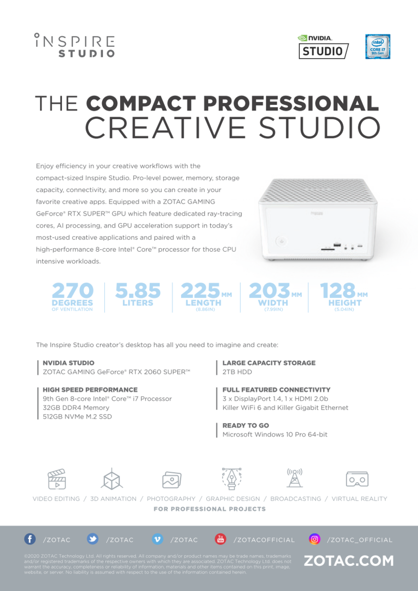 zelf Zee Evolueren Zotac Inspire Studio mini PC is a Magnus in disguise with GeForce RTX 2060 Super graphics - NotebookCheck.net News zelf Zee Evolueren Zotac Inspire Studio mini PC is a Magnus in disguise with GeForce RTX 2060 Super graphics - NotebookCheck.net News