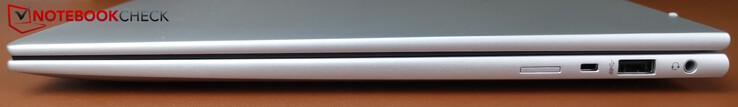 Right: SIM card slot, Kensington slot, USB-A (5 Gbps), 3.5 mm headset jack