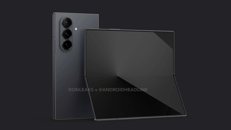 An alleged look at the Galaxy Z Fold7. (Image source: OnLeaks & Android Headlines)