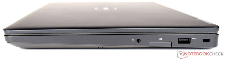 Right: Combo audio, SD card reader, USB 3.0, Kensington Lock