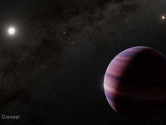 A conceptual image of the giant planet orbiting Alpha Centauri A (Image source: NASA, ESA, CSA, STScI, and R. Hurt; cropped)