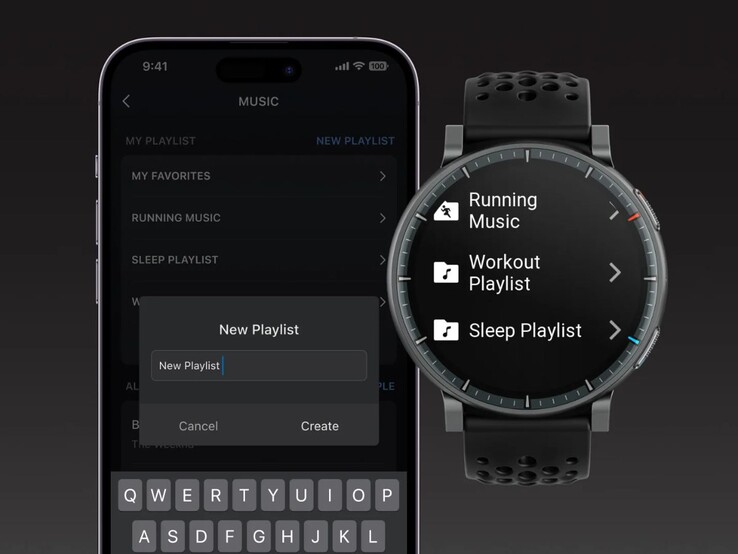 The Amazfit Active Max smartwatch's music management tool