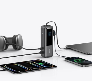 The Anker 25,000 mAh power bank charging four devices simultaneously. (Image source: Anker)